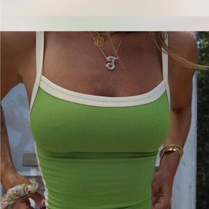 Heavy Manners Green and White Tank Top